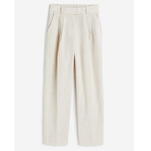 H&M Cream Ankle Cropped Pants with Relaxed Silhouette